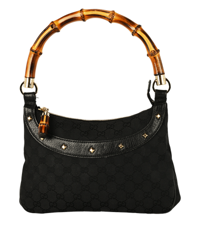 GG Bamboo Top Handle, £350, Handbags, Black, Canvas/Leather, Front view